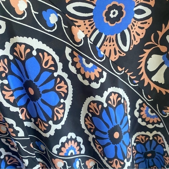 By Anthropologie Silk Halter Blue Motif Midi Dress - Picture 5 of 7